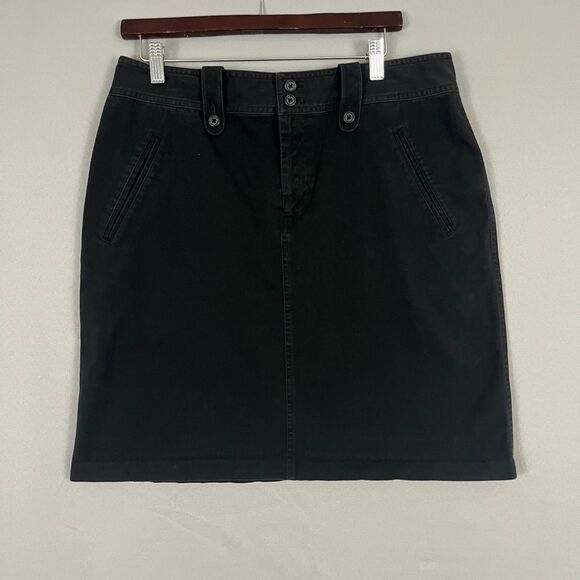 Lauren Ralph Lauren Womens Skirt 12 Black Denim Minimal Modest Western Coastal - Picture 1 of 5